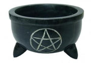 Pentacle Carved Soapstone Smudge Pot